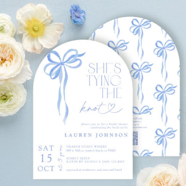 Bow Something Blue Before I Do QR Bridal Shower Invitation (Creator Uploaded)