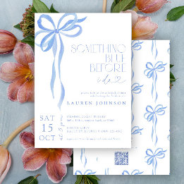 Bow Something Blue Before I Do QR Bridal Shower Invitation