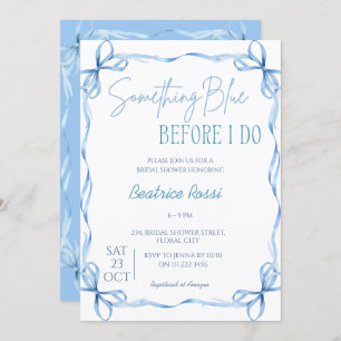 Bow Something Blue Squiggle Bridal Shower Invitation