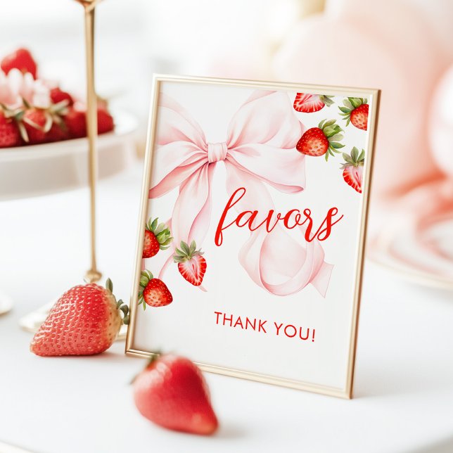 Bow Strawberry Baby Shower Favours Sign (Creator Uploaded)
