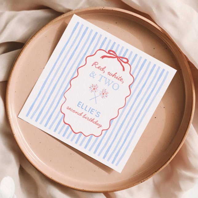 Bow Striped 4th of July Birthday Napkins (Creator Uploaded)