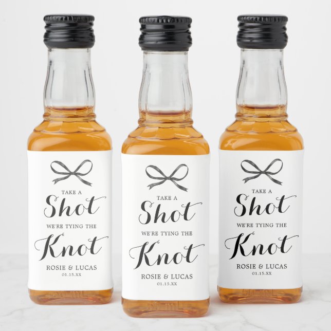 Bow Take A Shot Wedding Engagement Party Liquor Bottle Label (Bottles)