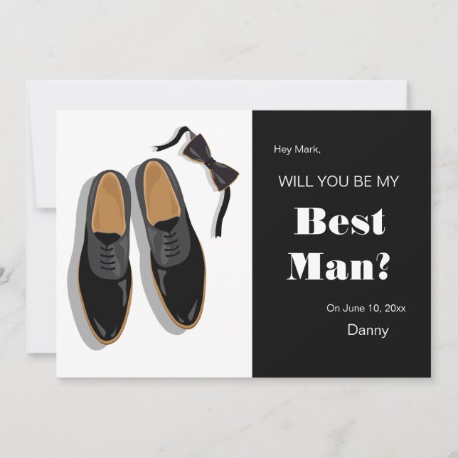 Bow Tie and Dress Shoes Best Man Request Invitation (Front)
