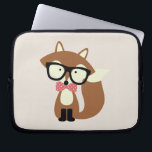 Bow Tie and Glasses Hipster Brown Fox Laptop Sleeve<br><div class="desc">Adorable vector illustration of a cute little brown fox wearing an oversized pair of glasses and red and white polka dot pattern bow tie.</div>