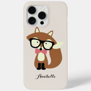 Bow Tie and Glasses Hipster Brown Fox Personalised iPhone 15 Pro Max Case