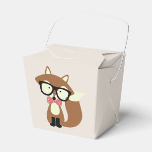 Bow Tie and Glasses Hipster Brown Fox Personalised Favour Box
