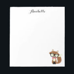 Bow Tie and Glasses Hipster Brown Fox Personalised Notepad<br><div class="desc">Adorable vector illustration of a cute little brown fox wearing an oversized pair of glasses and red and white polka dot pattern bow tie.</div>