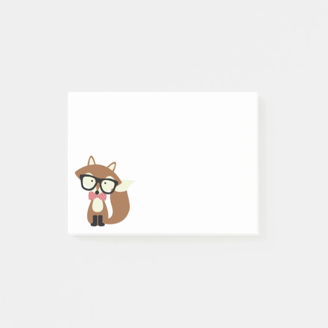 Bow Tie and Glasses Hipster Brown Fox Post-it Notes (Front)