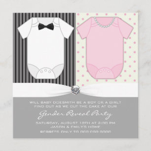 Bow Tie and Pearls Gender Reveal Invitation