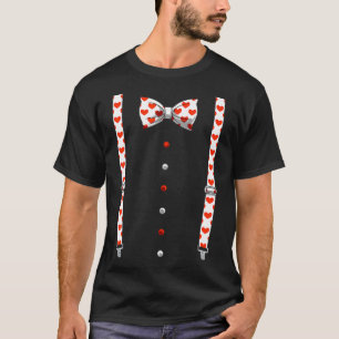 Bow Tie And Suspenders With Hearts Valentines T-Shirt