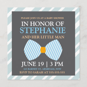 Bow tie baby boy shower invites