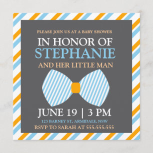 Bow tie baby boy shower invites