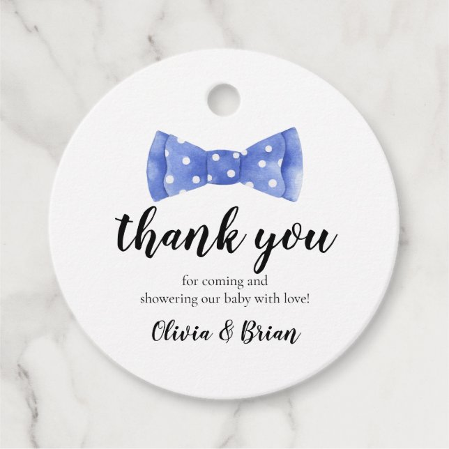 Bow Tie Baby Shower Thank You Favour Tag (Front)