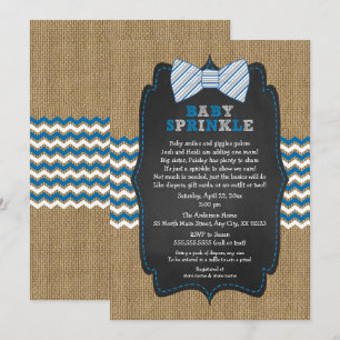 Bow Tie Baby Sprinkle invitations, boy baby shower Invitation