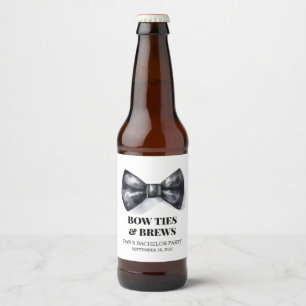 Bow Tie Bachelor Party Groomsman  Beer Bottle Label