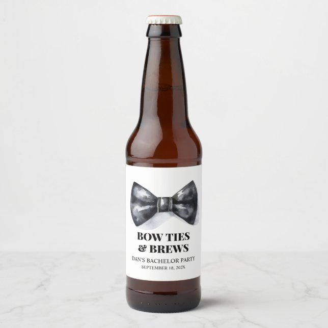Bow Tie Bachelor Party Groomsman  Beer Bottle Label (Front)