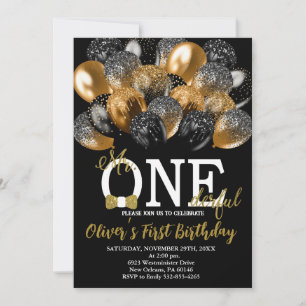 Bow Tie, Balloons 1st Bday, Mr Onederful Birthday Invitation