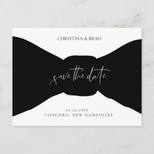 Bow Tie Black and White Save the Date Announcement