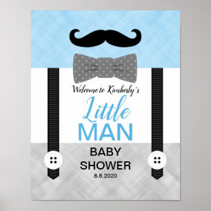 Bow tie blue gray baby boy shower welcome sign