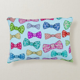 Bow tie, blue stripes, watercolor. decorative cushion