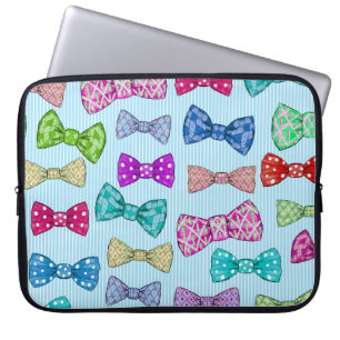 Bow tie, blue stripes, watercolor. laptop sleeve