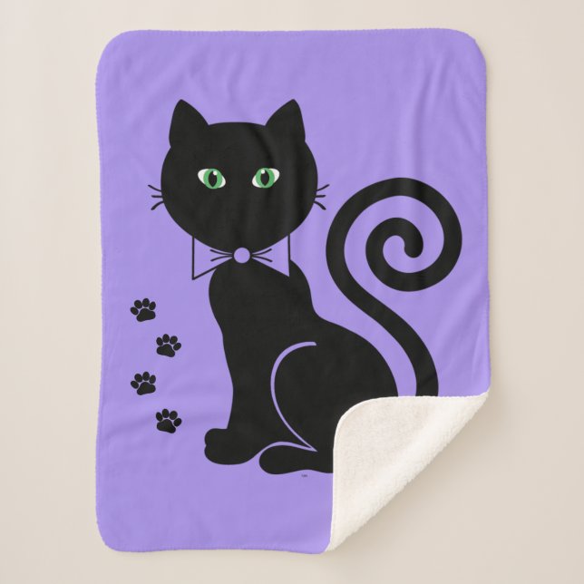 Bow Tie Cat Sherpa Blanket (Front)