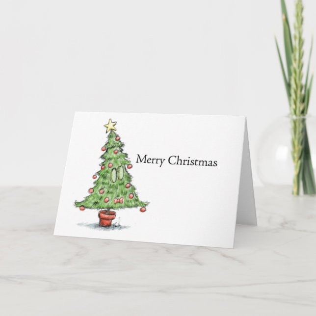 Bow Tie Christmas Tree Holiday Card (Front)