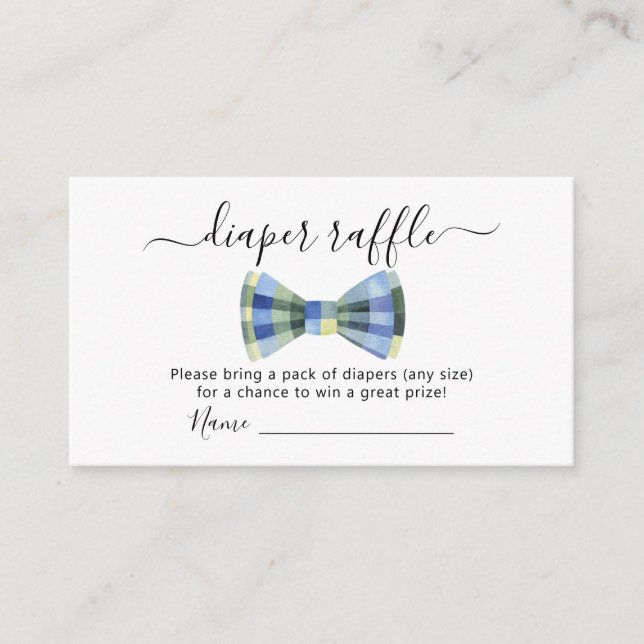 Bow tie Diaper Raffle Baby Shower Enclosure Card (Front)