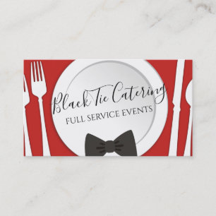 bow tie dinner plate chef catering business cards