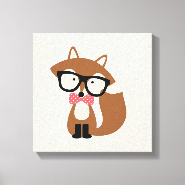 Bow Tie Hipster Brown Fox Canvas Print (Front)