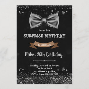 Bow tie men birthday invitation