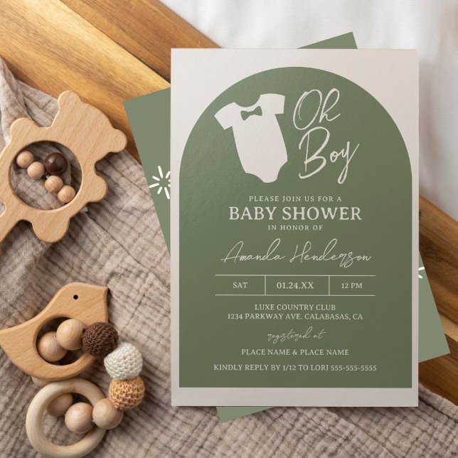 Bow Tie Sage Green Baby Shower Invitation (Creator Uploaded)