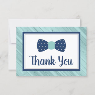 Bow Tie Thank You Card, Navy, Aqua Card