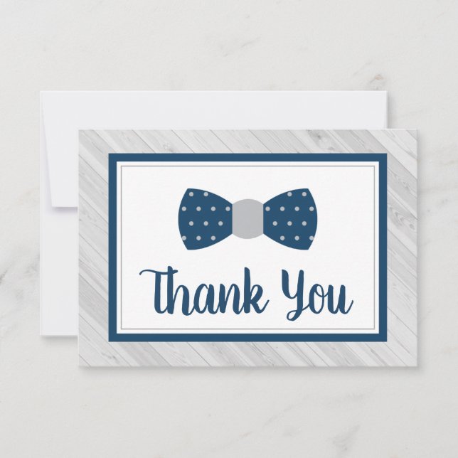 Bow Tie Thank You Card, Navy, Grey Card (Front)