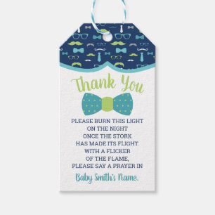 Bow Tie Thank You Favour Tag, Blue, Green Gift Tags