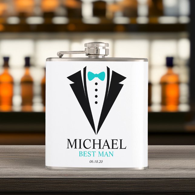 Bow Tie Tuxedo "Best Man" Personalised Hip Flask (Creator Uploaded)