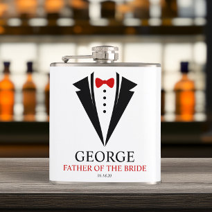 Bow Tie Tuxedo "Father of the Bride" Personalised Hip Flask
