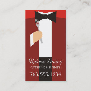bow tie tuxedo fork chef catering business cards