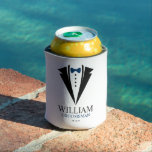 Bow Tie Tuxedo "Groomsman" Personalised Can Cooler<br><div class="desc">Bow Tie and Tuxedo personalised wedding party design.</div>