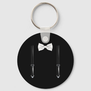 Bow Tie With Suspenders Funny Wedding And Special  Key Ring