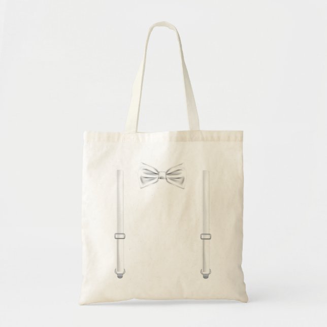 Bow Tie With Suspenders Funny Wedding Tote Bag (Front)
