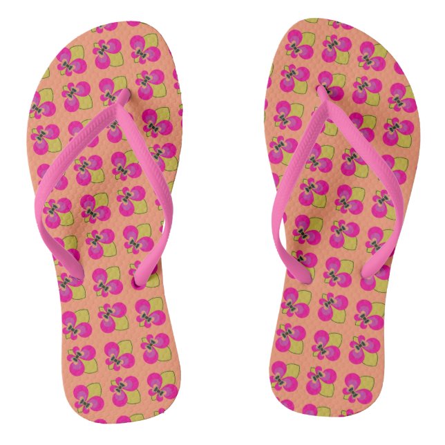 Bow-Tied Fleur De Lis pattern Flip Flops (Footbed)