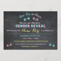 Bow Ties or Bows Gender Reveal Baby Shower invite