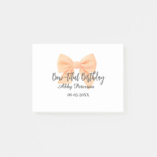 Bow-tiful birthday orange bow name date simple pas post-it notes