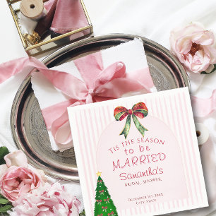 Bow Tis The Season To Be Married Bridal Shower Napkin