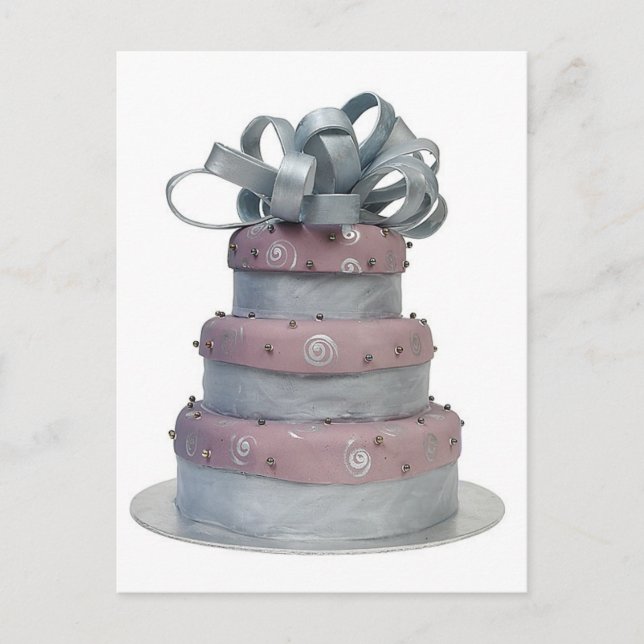 Bow Topped Wedding Cake Postcard (Front)