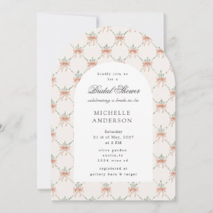 Bow Trellis Vintage Floral Bridal Shower Invitation