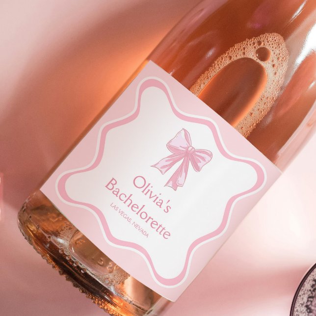 Bow Tying the Knot Bachelorette Party Champagne Sparkling Wine Label (Creator Uploaded)
