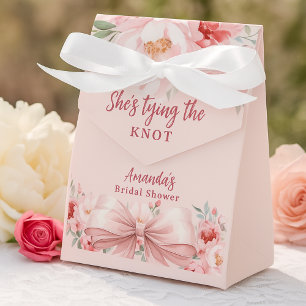 Bow tying the knot pink florals Bridal Shower Favour Box