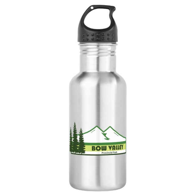 Bow Valley Provincial Park Green Stripes 532 Ml Water Bottle (Front)